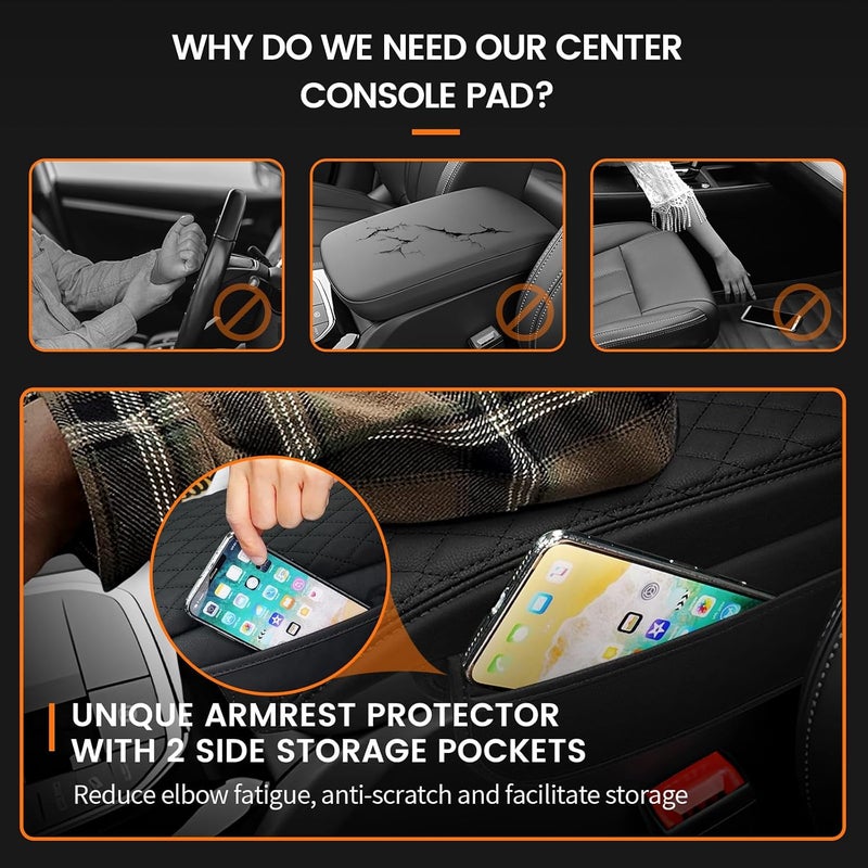 Rilsen Car Center Console Cover Armrest Cover for 2018-2023 2024 BMW X3 Center Console Pad Interior Accessories Car Armrest Seat Box Cover Protector with Pockets Storage Bag - Image 4